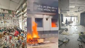 পুলিশ বক্স, হাসপাতাল ও দোকানপাটে শ্রমিকদের ভাঙচুর-অগ্নিসংযোগ