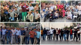 অবরোধের সমর্থনে ছাত্রদল-যুবদলের মিছিল