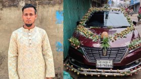 এ কেমন সাজে বরের গাড়ি, দেখতে মানুষের ভিড়
