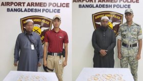 শাহজালালে এপিবিএনের হাতে ৮৯৬ গ্রাম স্বর্ণালঙ্কারসহ দুই চোরাকারবারি গ্রেফতার
