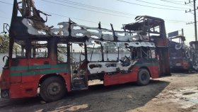 বিআরটিসির দুই বাসে আগুন