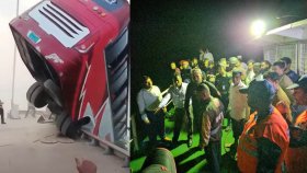 বাসটিতে ৫০ যাত্রী ছিলেন, ৪ ঘণ্টা পর উদ্ধারকাজ শুরু ‘হামজার’
