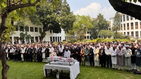 সাবেক আইনমন্ত্রীর জানাজা অনুষ্ঠিত, ফুলেল শ্রদ্ধায় শেষ বিদায়