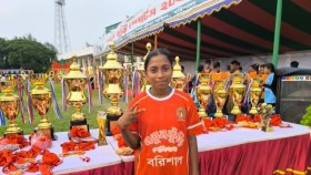 মেহেন্দিগঞ্জের শ্রাবন্তীর হ্যাটট্রিক