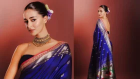 পৈঠানি শাড়িতে মহারাষ্ট্রীয় সাজে মুগ্ধতা ছড়ালেন অভিনেত্রী অনন্যা পাণ্ডে