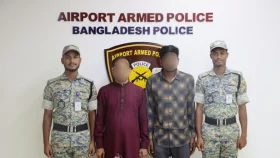 শাহজালালে ৪৭৫ গ্রাম স্বর্ণালংকারসহ ২ জন আটক