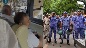 যন্তুর মন্তরে রাহুলকে টেনেহিঁচড়ে বাসে তুললো পুলিশ, রাস্তায় শুয়ে প্রিয়াঙ্কার প্রতিবাদ