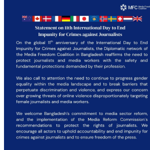 সাংবাদিকদের বিরুদ্ধে করা অপরাধের দায়মুক্তির অবসান চায় ১৩ দেশ  