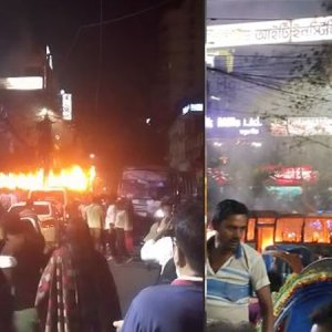 এবার সায়েন্সল্যাবে বিশ্ববিদ্যালয়ের বাসে আগুন