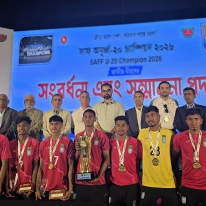 সাফজয়ীরা পেলেন ১ লাখ টাকা ও ক্রীড়া  কার্ড