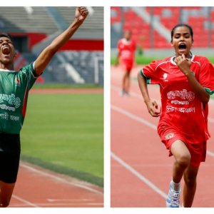 লং জাম্পে সেরা আহতাব ও ইমা