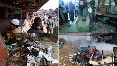 ব্রাহ্মণবাড়িয়া রেলস্টেশনে মাদ্রাসা ছাত্রদের তাণ্ডব