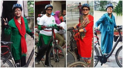 রাজপথে সাইকেল চালানোর বিভিন্ন মুহূর্ত।