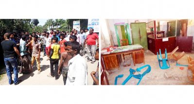 দুই নেতাকে আটক করার প্রতিবাদে ক্ষমতাসীন দলের নেতাকর্মী ও সমর্থকরা থানা ঘেরাও এবং উপজেলা সহকারী কমিশনারের কার্যালয়ে হামলা চালিয়ে ভাঙচুর করা হয়