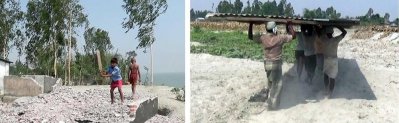 নদী ভাঙনে ঘরবাড়িসহ দুটি শিক্ষা প্রতিষ্ঠান অন্যস্থানে সরিয়ে নেওয়া হয়েছে