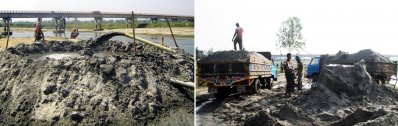 সারিয়াকান্দিতে বাঙালি নদীর সেতুর নিচ থেকে বালু উত্তোলন