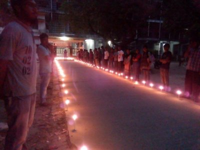 খুনিদের শাস্তির দাবিতে প্রদীপ প্রজ্জ্বলন