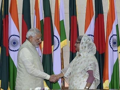 প্রধানমন্ত্রী শেখ হাসিনা ও ভারতের প্রধানমন্ত্রী নরেন্দ্র মোদি