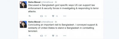 নিশা দেশাইয়ের টুইট
