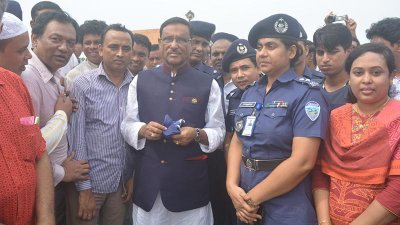 চাঁদপুরে মতলব সেতুর নির্মাণ কাজ পরিদর্শনে ওবায়দুল কাদের