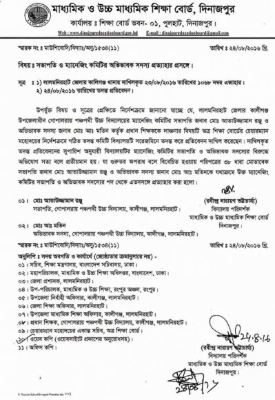 শিক্ষককে জুতাপেটার ঘটনায় ম্যানেজিং কমিটির সভাপতিকে প্রত্যাহার