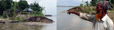 সিরাজগঞ্জে নদী রক্ষা বাঁধে ধস, ৫০ মিটার যমুনার গর্ভে