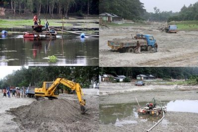 বেলকুচিতে অবৈধভাবে বালু উত্তোলন
