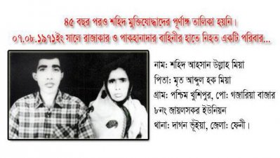 শহীদ পরিবারের অভিযোগ