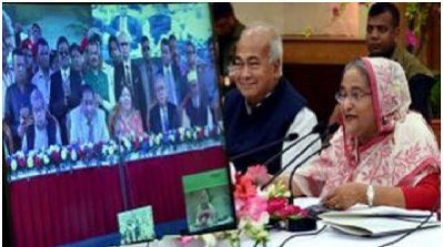 প্রধানমন্ত্রী শেখ হাসিনা আজ মিনা সন্ধানী জাহাজের উদ্বোধন করেন। ছবি: বাসসের সৌজন্য