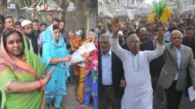 সেলিনা হায়াৎ আইভী ও সাখাওয়াত হোসেন খানের নির্বাচনি প্রচারণা