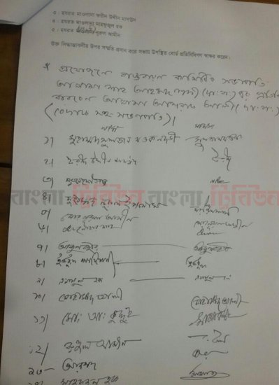 সিদ্ধান্তে সম্মতি প্রদান করে ফরীদ উদ্দীন মাসঊদের স্বাক্ষর
