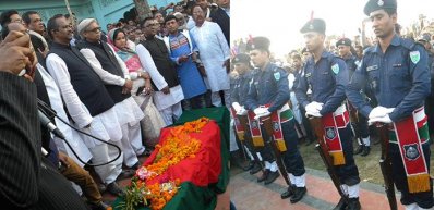 দিরাইয়ে সুরঞ্জিত সেনগুপ্তের মরদেহে রাষ্ট্রীয় মর্যাদা দেওয়া হচ্ছে