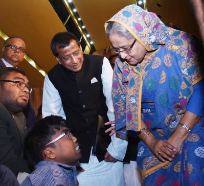 বিশ্ব অটিস্টিক সচেতনতা দিবসে বক্তব্য দিচ্ছেন প্রধানমন্ত্রী শেখ হাসিনা। ছবি: ফোকাস বাংলা