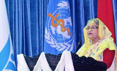 ভুটানে অটিজম বিষয়ক আন্তর্জাতিক সম্মেলনে বক্তব্য রাখছেন প্রধানমন্ত্রী (ছবি- ফোকাস বাংলা)