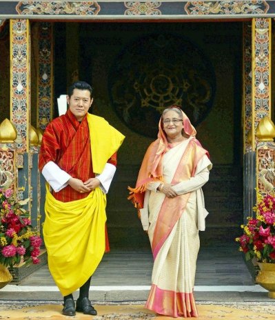 ভুটানের রাজার সঙ্গে প্রধানমন্ত্রী শেখ হাসিনা (ছবি- ফোকাস বাংলা)