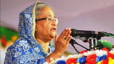 শেখ কামাল স্টেডিয়ামে জনসমাবেশে বক্তব্য রাখছেন প্রধানমন্ত্রী (ছবি- ফোকাস বাংলা)