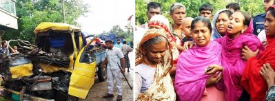 বগুড়ার শিবগঞ্জে পিকআপ ও ট্রাকের সংঘর্ষে দুইজন নিহত