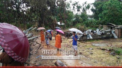 লংগদুতে দৃর্বৃত্তের দেওয়া আগুনে পুড়ে ধ্বংস হওয়া ঘরবাড়ি