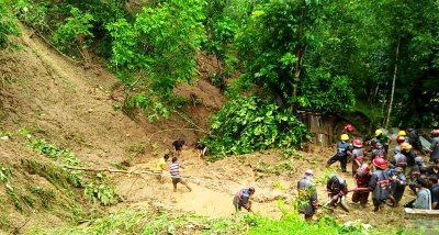 কাপ্তাইয়ে পাহাড় ধস (ছবি- ফোকাস বাংলা) 