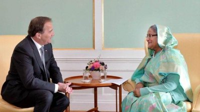 স্টিফেন লোফভেন ও প্রধানমন্ত্রী শেখ হাসিনা (ছবি: ফোকাস বাংলা)