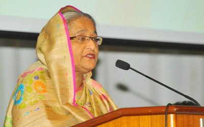 সুইডেন আওয়ামী লীগ আয়োজিত গণসংবর্ধনা অনুষ্ঠানে বক্তব্য রাখছেন প্রধানমন্ত্রী (ছবি- ফোকাস বাংলা)