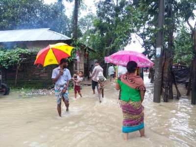 কয়েক ঘণ্টার বৃষ্টিতে খাগড়াছড়ির নিম্নাঞ্চল প্লাবিত