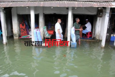 পাহাড়ি ঢলে সিলেটের পাঁচটি উপজেলা প্লাবিত (ছবি- সিলেট প্রতিনিধি)