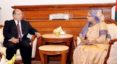 উ থাউং তুনের সঙ্গে প্রধানমন্ত্রীর সাক্ষাৎ (ছবি- ফোকাস বাংলা)