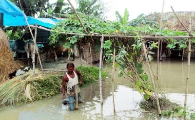 পানিতে ডুবে যাওয়া নলকূপ (ছবি- বগুড়া প্রতিনিধি)