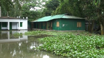 গাইবান্ধায় বন্যার কারণে বন্ধ সরকারি প্রাথমিক বিদ্যালয় ২ (ছবি- গাইবন্ধা প্রতিনিধি) 