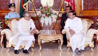 রাষ্ট্রপতি আবদুল হামিদ ও শ্রীলঙ্কার প্রেসিডেন্ট মৈত্রীপালা সিরিসেনা (ছবি: ফোকাস বাংলা)