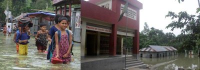 মাইজবাড়ি ইউনিয়নের বন্যা প্লাবিত বিলচতল সরকারি প্রাথমিক বিদ্যালয় 
