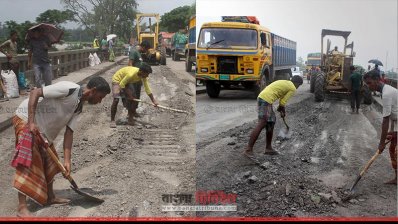 নলকা সেতু ও হাটিকুমরুল মহাসড়ক মেরামতের কাজ শুরু