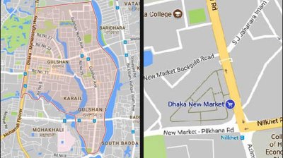 গুলশান ও নিউমার্কেট এলাকার মানচিত্র